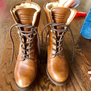 Hunter Brown Leather Marisa Lace Up Hiking Boot